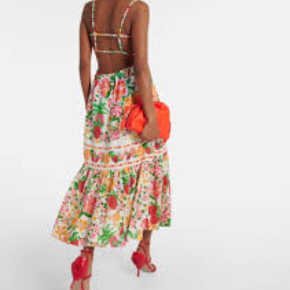 NWOT- Farm Rio Floral Sketch cotton midi dress - Picture 6 of 6